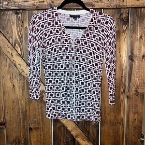 Banana Republic Burgundy and White Button Down Shirt